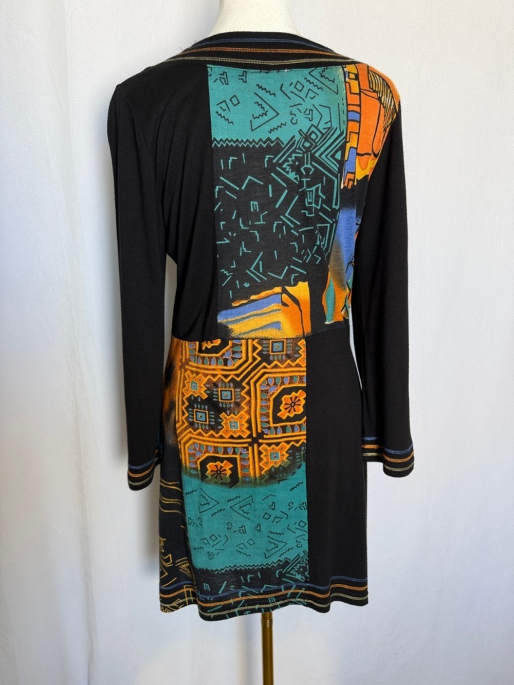 Parsley & Sage Patchwork Jersey Knit Tunic Top Dress Sz S Lagenlook Art to Wear - Picture 5 of 10